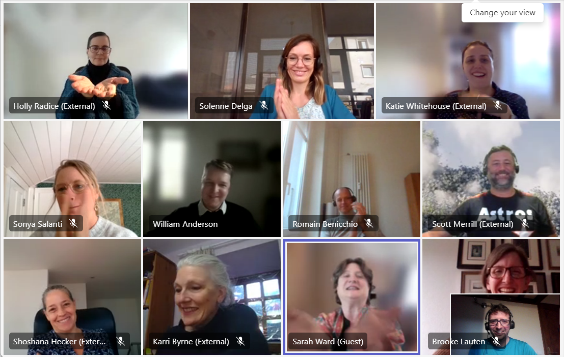 The MERS AC show their palms to represent handing the MERS to Sphere during an online meeting on 24 January 2024