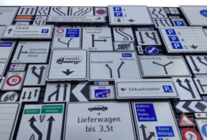 Picture of many street signs
